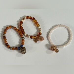 Lisa Hoffman 3 Bracelet Lot 925 Rose Quartz Stone Wood Beaded Fragrance Scent